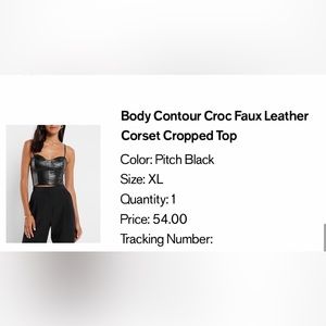 Black faux leather croc embossed corset top